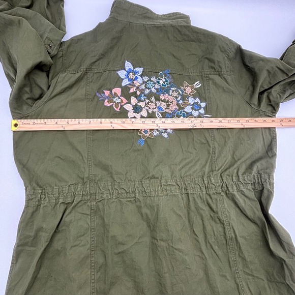 Mark. Womens 2XL Olive Green Floral Embroidered Utility Anorak Jacket Boho - Picture 12 of 13
